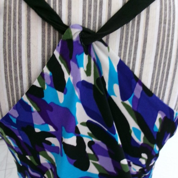 Racerback Stretch Jersey Maxi Dress Bold Print Turquoise Purple Black Olive 6 - Picture 6 of 14